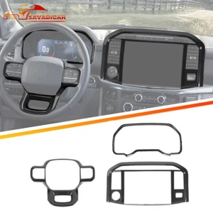Carbon Steering wheel Audio Navigation Bezel Trims Cover Kit For Ford F150 2021+ - Picture 1 of 13