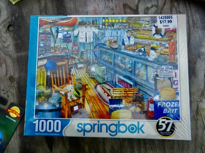 SPRINGBOK 1000 PIECE JIGSAW PUZZLE, THE BAIT SHOP.  NEW SEALED BOX "FROZEN BAIT" - Image 1 of 2
