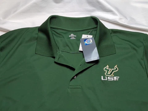 USF Bulls Polo Shirt Men's XL Green Short Sleeve South Florida NCAA Football Cover