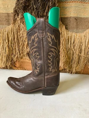 Old West CF8284 Niños Vaquera Occidental Cuero Marrón Pull On Botas Talla 2.5 Foto 1 de 4