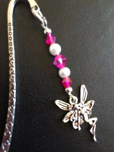 ❤️ TIBETAN SILVER FAIRY BOOKMARK with pink glass beading.in gift bag - Bild 1 von 2