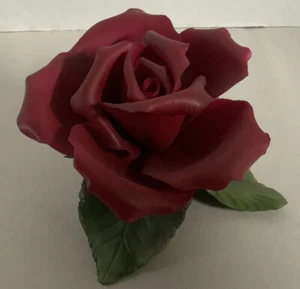 Vintage Capodimonte Porcelain “American Beauty” Rose Figurine - Picture 1 of 6