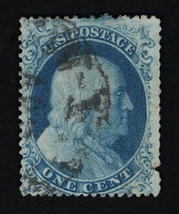 VERY AFFORDABLE GENUINE SCOTT #22 F-VF USED TYPE-III BLUE 1857 TOPPAN CARPENTER - Picture 1 of 2