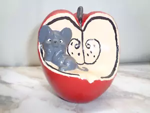 Vintage Cute Little Rat Take Took A Bite Of The Apple Fruit Kitschy Mod 1973 - Picture 1 of 18