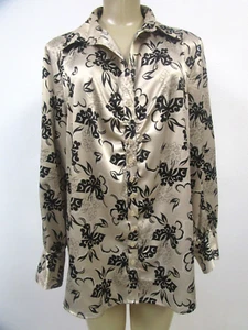 Floral Blouse Apt.9 Metallic Gold Multi Color Long Sleeve Button Closure NEW - Picture 1 of 7