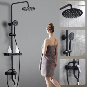 Grifo de ducha de baño retro de alta calidad sistema de ducha ducha de lluvia con ducha de mano negro - Imagen 1 de 15