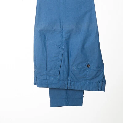 GUTTERIDGE Chino blu plissettato misto cotone tela uomo EU48 - Immagine 1 di 4