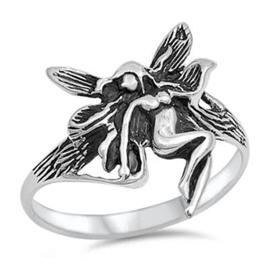 Sterling Silver Fairy Ring Oxidized Antiqued Finish Faerie Band 925 Sizes 4-12 - Picture 1 of 1