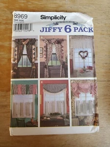 SIMPLICITY SWAG VALANCE WINDOW CURTAIN PANEL PATTERN 8969 FREE SHIPPING - Picture 1 of 2