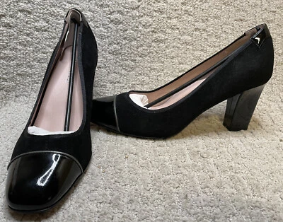 Taryn Rose Black Suede & Patent Leather Pumps 9M NEW Chloris Shoes Heels - Image 1 of 4