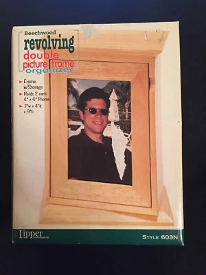 Lipper Madera de Haya Giratorio Doble Marco de Fotos Organizador - Marco con Almacenamiento Nuevo Foto 1 de 4