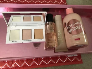 New/Victoria's Secret/PINK 4 Pc BARE VANILLA SPRAY, Vs GLO On & On Highlighter - Picture 1 of 24
