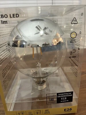 Ikea SILLBO LED E26 370 Lumen 4W Decorative Bulbs Mirrored Top Silver. New - Image 1 of 4