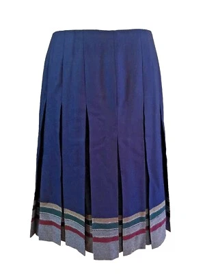 Fletcher Jones Pleated Skirt Wool Vintage 14 - 3/4 Length Navy Blue - Image 1 of 4