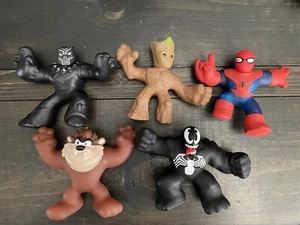 lot 5 MARVEL HEROS Goo Jit Zu Gel figure avengers Panther Groot Taz Spider Venom - Picture 1 of 6
