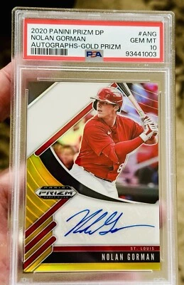 2020 Prizm Nolan Gorman St Louis Cardinals SSP GOLD Auto /10 PSA 10 LOW POP 2  - Image 1 of 2