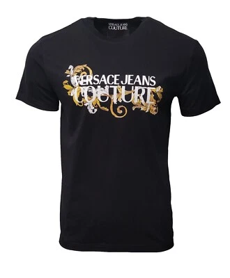 Camiseta Versace Jeans Alta Costura Logo Barroco Para Hombre Negra Dorada Top Talla S M L XL Foto 1 de 4