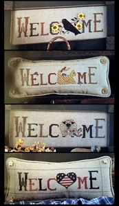 Welcomes 'A Plenty III - Crow, Sheep, Heart, Cat - Vintage Cross Stitch Chart - Picture 1 of 2