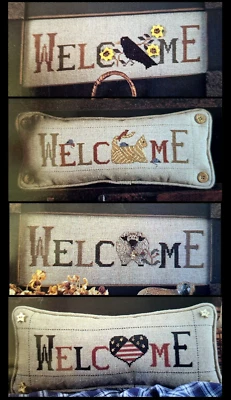 Welcomes 'A Plenty III - Crow, Sheep, Heart, Cat - 复古十字绣图 — 第 1/2 张图片