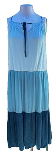 Vestido de Playa Loft Cubrir Grande Azul Ombre Bloque de Color En Niveles Solero Espagueti - Imagen 1 de 11