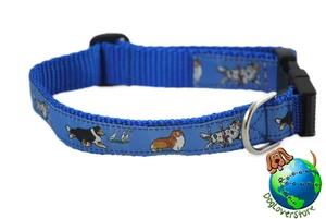 Sheltie Adjustable Collar Medium 10-16" Blue - Picture 1 of 1