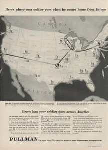 1945 Pullman Trains Here's How Your Soldier Goes Across America WW2 Print Ad - Picture 1 of 1