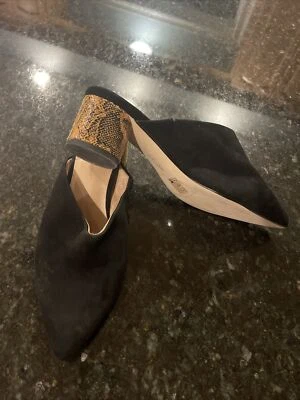 Anthropologie Negro Gamuza Millas Con Patrón Pitón Tacones, 9, ¡Nuevo! Foto 1 de 4