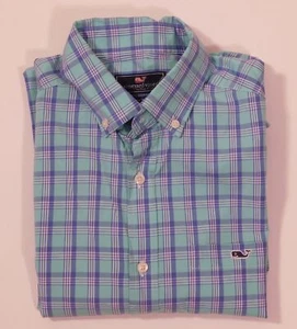 VINEYARD VINES Men's Blue Green White Plaid Button Down Cotton Stretch Classi... - Imagen 1 de 6