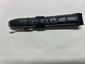 ECHTES ITALIENISCHES LEDERBAND 20 MM SCHWARZE FARBE GEBOGENE ENDEN PASSEND FÜR ROLEX - Bild 1 von 4