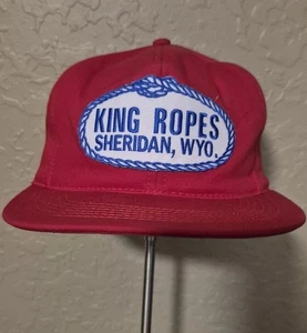Vintage King Ropes Trucker Hat Snap Back Mesh Foam Sheridan WY Saddle USA Red - Picture 1 of 9