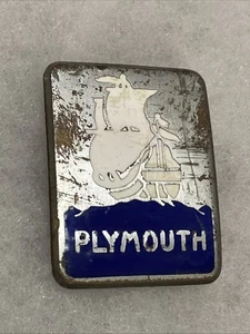 1929-1930 PLYMOUTH AUTOMOBILE 1.25 x 1.5" RADIATOR BADGE BY AD SEAL INC - Picture 1 of 6
