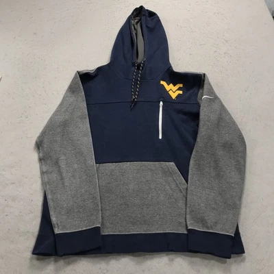 West Virginia Mountaineers Hoodie Mens Large Blue Gray Nike Sweatshirt NCAA - Image 1 of 4