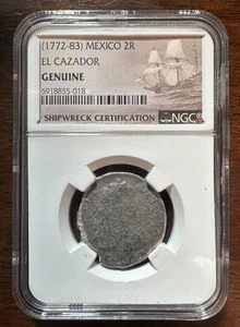 El Cazador Mexico Silver 2 Reales 1772-1783 NGC Shipwreck Recovered - Picture 1 of 4