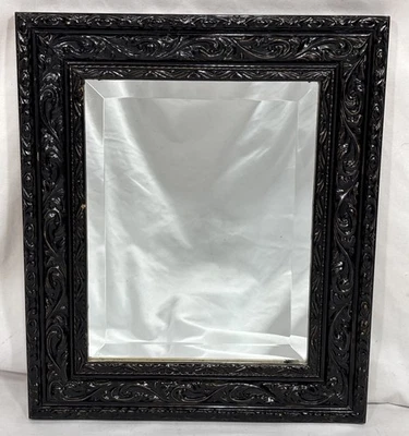 Espejo de pared vintage pintado negro gótico barroco biselado vidrio pequeño pequeño Foto 1 de 4