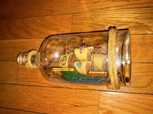 Vintage Ship In A Bottle, PT Pinched Bottle - Picture 1 of 19