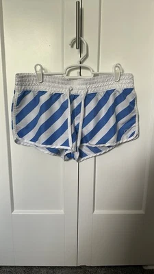 OP Blue and White Ladies Striped Swim Board Shorts Size M - Image 1 of 3
