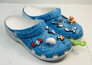 Crocs Smurfs Classic Clog Mens Size 12 Slip On Sandal Jibbitz Papa Smurfette NEW - Picture 1 of 10