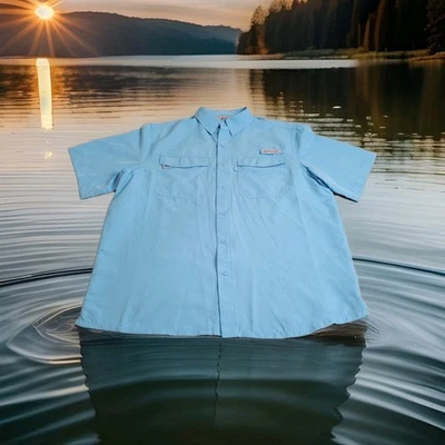 🎣 Realtree Fishing Shirt Men's Large Blue Vented Back Utility Pockets Gorpcore - Image 1 of 4