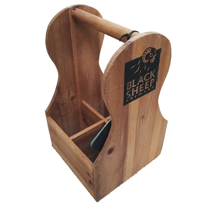 Black Sheep Brewery Wooden Beer Crate Holder Carry Case Holds Four Bottles - Image 1 of 4