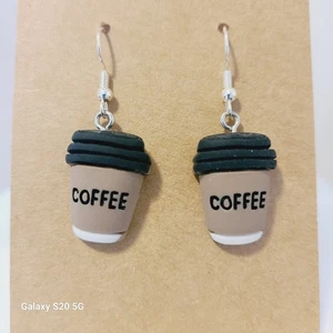 Handmade Coffee Cup Earrings, Food Earrings, Women's Earrings Lightweight NEW - Picture 1 of 4