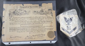 Domain of Neptunus Rex Certificate Document RARE UNDEDICATED 1930s-1940s & Patch - Picture 1 of 7