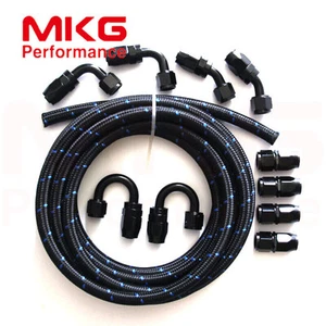 AN6 6 Stainless Steel Nylon Braided Fuel Line Oil Hose End Fitting Adapter 16.4F - Bild 1 von 7
