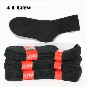 4 12 pares de calcetines de algodón crew para niños negros lisos talla 4-6 unisex - Imagen 1 de 3