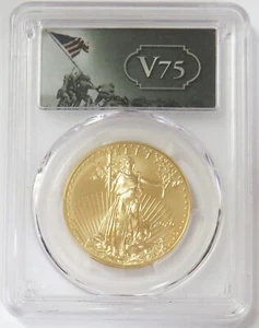 2020 W V75 LABEL BURNISHED $50 GOLD AMERICAN EAGLE 1oz PCGS SP 70 FIRST STRIKE - Picture 1 of 2