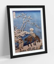 HOKUSAI, RIDER IN THE SNOW -FRAMED ART POSTER PAINTING PRINT- JAPANESE ART