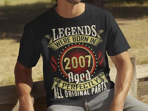 18th Birthday Men's T-Shirt Born 2007 Legend Celebrate 18 Years Milestone Gift - Picture 1 of 7