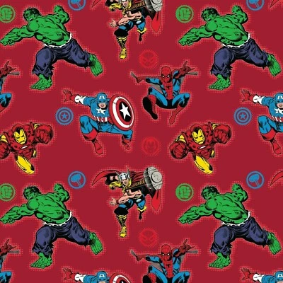 Marvel Fury Comics Capitán América Hulk rojo 1 yarda tela de costura precortada algodón Foto 1 de 2