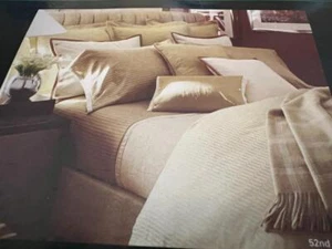 Ralph Lauren 52nd Street Queen Duvet Cover Ivory Windowpane 6PC Bedding Set New - Picture 1 of 11
