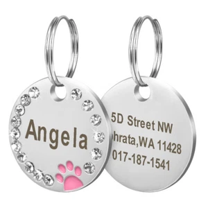 CUSTOM ENGRAVED PERSONALIZED PET TAG ID DOG CAT PUPPY NAME TAGS FREE HAIR BOWS  - Picture 1 of 18