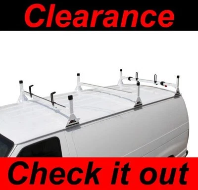 Ford Econoline Cargo Van 3 bar 1992-2015 Ladder Roof Racks Steel White Rack - Image 1 of 4